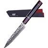 FINDKING Coltello Multiuso 12cm Damasco Cucina con Custodia ABS Eternity | Lama acciaio Damasco, manico ottagonale resina, Serie Eternity, coltello frutta verdura, preparazione cucina