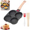 Konesky Padella per pancake, a induzione, a 4 fori, con pennello in silicone, spatola in legno, antiaderente in alluminio, facile da pulire per colazione, uovo fritto hamburger, padella per uova fritte per