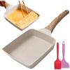 LEKEFETO Padella per Omelette Giapponese, Padella Tamagoyaki con Spatola in Silicone e Pennello, Antiaderente Padella Rettangolare per Frittate Giapponesi, per Tutti i Tipi di Fornelli, Bianco