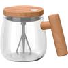 SPORWAY Tazza auto-commovente da 400 ml, tazza elettrica in vetro borosilicato alto, tazza da caffè portatile con agitatore automatico per caffè, latte, polvere proteica (Colore acero)