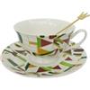 RYHMHA Set di tazze da caffè e piattino in ceramica dipinta a mano, set da tè Royal Tea Set, 255 ml, pittura geometrica