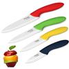 Knendet Set di Coltelli in Ceramica della, 4 Pezzi Super Taglienti Coltelli Professionali da Cucina, Set di Coltelli con Manici in Più Colori con Guaina Coprente Usati per Cucinare Verdure, Frutta e Pane