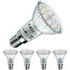 EACLL Lampadine LED E14 4.9W Equivalente a A15 Alogena 70W, Pacco da 4, 515lm 3000K Bianco Caldo, Faretti AC 230V senza Sfarfallio, Angolo a Fascio 120° Spot, Non Dimmerabile Lampade Riflettore