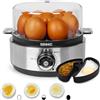 Duronic EB40 BK Cuociuova elettrico, 400W Cuoci uova fino a 7 uova, Bollitore uova per uova Sode Medie Alla coque Cuocitore di Uova, 2 vassoi per Frittata e uovo in camicia, Omelet maker Egg cooker