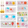 PH PandaHall PandaHall - 9 stampi per argilla polimerica a forma di fiore, conchiglia, foglia, piuma, fragola, cabochon, stampi in silicone per resina per resina epossidica UV e per la realizzazione artigianale