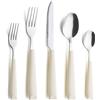 ANNOVA Flatware Set Stainless Steel Silverware/Cutlery Set With Colored Handles (20 Pieces, Cream)