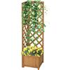 Outsunny Fioriera da Giardino in Legno di Abete Marrone con Grigliato per Piante Rampicanti, Design Elegante, 40x40x145 cm|Aosom