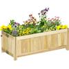 Outsunny Fioriera in Legno Pieghevole da Esterno, Orto Rialzato da Balcone, Orto in Cassetta Richiudibile con Base Drenante, 70x30x25cm|Aosom