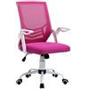 Vinsetto Sedia da Ufficio Ergonomica ad Altezza Regolabile con Braccioli Ribaltabili, Sedia Scrivania Imbottita Girevole a 360° con Funzione Dondolo, in Tessuto Effetto Lino, Rosa