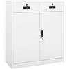 SECOLI Armadio Ufficio Armadio in Metallo Armadio 2 Ante Armadio Ante Scorrevoli in Acciaio Bianco 90x40x102 cm