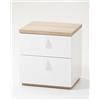 Composad | Comodino della Linea GLOBO con 2 Cassetti, Comodino Bianco Camera da Letto, (LxAxP) 45x48,10x40 cm, Rovere e Bianco Laccato, Made in Italy