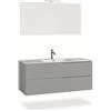 AQA DESIGN Composizione Bagno Sospesa 4 Pezzi VENERE Grigio Opaco - Mobile Lavabo Ceramica, Specchio LED, Cassetti Soft Close - Made in Italy 121x46,5x190