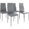 Arreditaly Set 4 Sedie Moderne Per Sala Da Pranzo Con Schienale Alto Seduta Ergonomica Sedia Elegante Imbottita Seduta Comoda In Ecopelle Gambe Struttura In Acciaio Design Pergamino 41 x 97 x 38 Cm (Grigio)