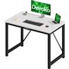 Devoko Scrivania per Computer 100 x 50 x 75 cm, Scrivania Piccola PC da Ufficio Salvaspazio per Studio, Camera da Letto,Stile Industriale, Struttura in Metallo, Bianco