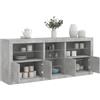 IBUQDDV Credenza soggiorno Madia da Salotto Armadietti Mobile da Cucina Credenza con Luci LED Grigio Cemento 162x37x67 cm per soggiorno, ingresso, foyer, Sala da pranzo