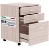 BAKAJI Cassettiera Mobile Scrivania Mobiletto Porta Stampante in Legno MDF con 3 Cassetti e 4 Ruote Girevoli Design Moderno Arredamento Casa Ufficio Dimensione 46,5 x 45 x 64 cm (Olmo)