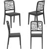 REDÒKASA Set 4 sedie in polipropilene MEDEA, MADE IN ITALY, impilabile, idrorepellente, resistenza raggi UV, design moderno per sala da pranzo, cucina, sala d'attesa, bar, ristoranti, giardino (Antracite, 4)