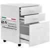 BAKAJI Cassettiera Mobile Scrivania Mobiletto Porta Stampante in Legno MDF con 3 Cassetti e 4 Ruote Girevoli Design Moderno Arredamento Casa Ufficio Dimensione 46,5 x 45 x 64 cm (Bianco Frassinato)