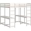 vidaXL Letto Soppalco Scrivania e Scala Bianco 140x200cm Massello Pino, letto a soppalco con scrivania, letto a mezza traversa per bambini, struttura letto a soppalco