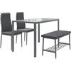 Vicco Set di tavoli da pranzo Grand, Grigio, 120 x 70 cm Set di 4 pezzi