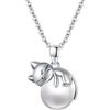 Vadmans Cat Pearl Necklace Ciondolo di Gatto in Argento Sterling Regali per Donne Amanti Dei Gatti