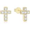 GAVU Orecchini Croce Donna, Orecchini Donna Argento 925 Placcato Oro 14k con Croce di Zirconia Cubica