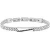 Breil, Collezione Edit Out, Bracciale Uomo, in Acciaio con Finitura Bilux, Accessorio Uomo Originale, con Maglia ed Elemento Centrale, Pratica Chiusura, Lunghezza Regolabile 17-22 cm, Color Silver