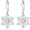 LINSTER Orecchini fiocco di neve per donna Argento sterling 925 CZ Orecchini a monachella con fiore di neve Orecchini pendenti pendenti con fiocco di neve Gioielli di Natale Regali per le donne