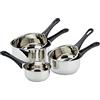 Kamberg - 0008076 - Set 5 Casseruola 12 / 14 / 16 / 18 / 20 cm - Acciaio INOX ALTA QUALITA - Manico anti Calor Bachelite nera - Tutti Fornelli y induzione