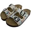 DOGO Femme Cuir Vegan Beige Sandales - Aeroplanes Motif