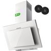 TopStrong Cappa aspirante 60 cm, TopStrong Cappa Cucina Inclinata 60cm con Filtro a Carboni Classe A++, 350 m³/h Motore Senza Spazzole, Sistema di Ricircolo e Canalizzazione, 3 livelli, LED, Bianco