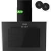 TopStrong Cappa aspirante 60 cm, Classe A++ Cappa Cucina Inclinata 60cm con Filtro a Carboni, Motore Senza Spazzole, Sistema di Ricircolo e Canalizzazione, 3 livelli, LED, Nero