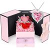 ELEUTH Rosa Eterna Idea Regalo per Lei,Rosa Stabilizzata con Collana e Orsetto Rosa Romantico Regalo San Valentino per lei,Festa della Mamma,Regalo di Compleanno per Fidanzata,Moglie,Donne