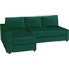 HomeTown Market Durevole fodera di ricambio per divano Friheten, compatibile con la fodera componibile angolare per divano letto IKEA Friheten. Solo copridivano! (Velluto Verde destra più lungo)