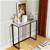 FATIVO Marmo Consolle Tavolo ingresso: 80x30x78,5cm Bianco Tavolo Console Moderno Tavolo da Divano per Soggiorno Corridoio in Pietra Sinterizzata Struttura in Metallo Nero, Bianco Smeraldo freddo