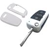Generic Nordecco - Custodia protettiva per portachiavi in plastica ABS lucida, adatta per AUDI RS S A1, A3, A4, Q3, Q5, Q7, A8, R8, 3 pulsanti, con chiusura a chiave (bianco)