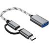 Sooiiyu 2 in 1 OTG Adattatore USB C/Micro a USB, USB C a USB, Convertitore da Micro a USB Cavo Adattatore OTG, Compatibile con Samsung Galaxy S21 S22 S23 Note 20/10 A53, Google Pixel, Grigio