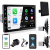 Alondy Autoradio 1 DIN con Schermo Ruotabile da 10.4, compatibile con [Wireless] Apple CarPlay/Android Auto Bluetooth AM/FM/RDS Radio Fotocamera posteriore USB