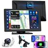 Bytelink Carplay Auto, 9 Android Auto Wireless, Autoradio Bluetooth con Schermo con 1080P Telecamere Posteriori e Anteriori, Navigazione GPS, Controllo Vocale a Mani Libere, Mirror Link, AUX, FM