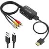 ABLEWE Convertitore RCA to HDMI con Cavi HDMI e RCA, ABLEWE Adattatore RCA HDMI 1080P da Composito a HDMI Supporta PAL/NTSC per Roku/VHS/VCR/Lettori Blu-ray DVD-2021 più Recente