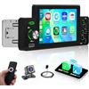 Hikity Wireless CarPlay Autoradio 1 Din con Schermo 5 Pollici, Wireless Android Auto Radio Vivavoce Bluetooth Stereo Auto Supporto Mirror Link FM EQ Microfono Retrocamera