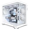 MUSETEX Custodia per PC ATX, supporto RAD 360MM, 3 ventole non LED preinstallate, Case PC Gaming in vetro temperato a 270° con Type-C, Mid Tower Case ATX per computer, bianco, Y6