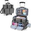 CURMIO Borsa da Lavoro per Insegnanti con Rotelle, Trolley per PC Portatili Fino a 15,6, Borsa Trolley Insegnante per Materiale didattico, da Uufficio, l'artigianato o Scrapbooking, Grigio
