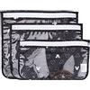 Bumkins Borsa da toilette approvata TSA, borsa da viaggio, borsa da viaggio con cerniera, lato trasparente, senza PVC, senza vinile, set di 3 - Disney Mickey Mouse Icon