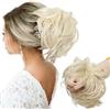 SEGO Chignon Capelli Finti Elastico Toupet Coda di Cavallo Extension Ricci Mossi Ondulati Parrucchino Hair Bun Scrunchie Updo Fermacoda 80g - Biondo Chiarissimo