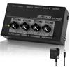 OFFCUP Mixer Audio, 4 Canali Mini Mixer Audio, Audio Mixer Portatile 4in1out, Mixer Basso Rumore per Microfoni Chitarre Bassi Tastiere e Mixer di Palco -Nero