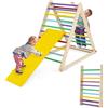RELAX4LIFE Triangolo da Arrampicata con Scivolo per Bambini, Scala Pieghevole per Arrampicarsi in Legno, Triangolo Stabile, Giocatoli Montessori per Bambini 1+ Anni (Colorato)
