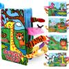 AKOFIC Libri Stoffa Neonati 0 3 6 12 Mesi, Libro Sensoriale con 3D Code della Giungla, Libro Tattile Morbidi Interattivo, Giochi Sensoriali Montessori Giocattoli Educativi Regali Neonato (Jungle Tail)