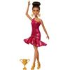 Barbie - Ballerina da Sala, Bambola dai Capelli castani con Abito Rosso con Volant, Scarpe da Ballo e Accessorio Trofeo Incluso, Giocattolo per Bambini, 3+ Anni, JFR09