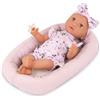 LullaBaby - Set di Bambole e Cuscini da Terra - Bambola realistica da 36 cm - Occhi Marroni e Corpo Morbido - Abbigliamento per Bambole con traversina Floreale, Fascia e succhietto - Bambini 2 Anni +